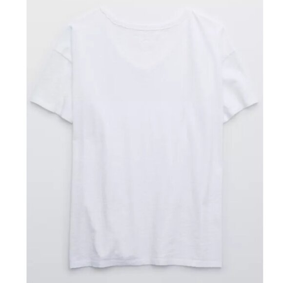 Aerie Distressed Basic V-Neck Boyfriend T-Shirt - XL in White - Free w/Purchase - Picture 10 of 10